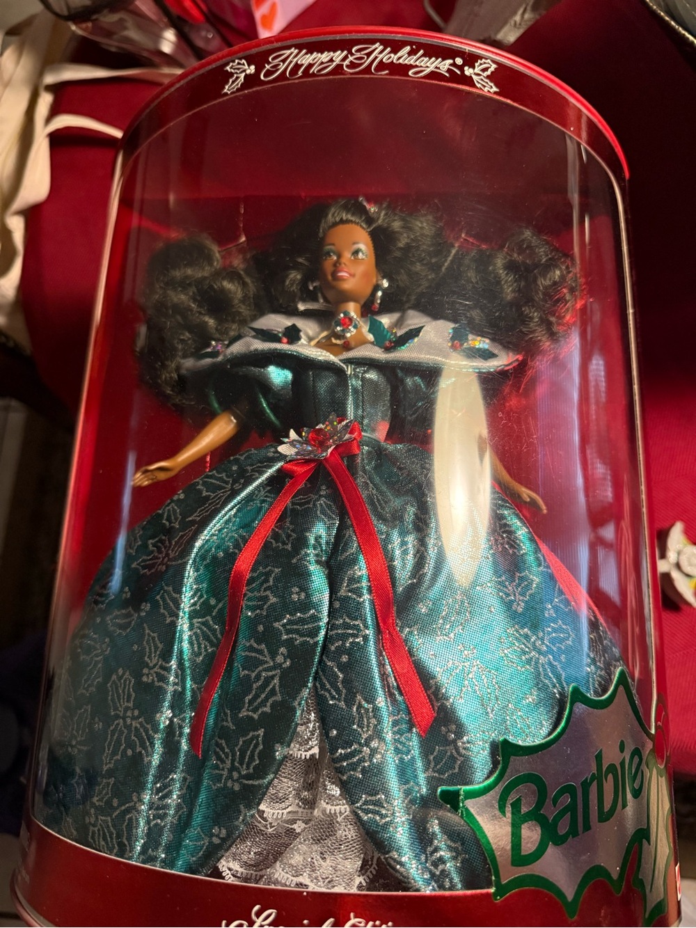 Barbie Holiday Doll in Teal with Red Accents